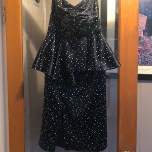 Strapless Confetti Dress- Navy Blue & White